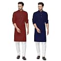 Fort Worth Cotton Blend Traditional Men's Kurta Pajama Set - Pack of 2, Ethnic Indian Wear