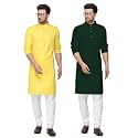 Fort Worth Cotton Blend Traditional Men's Kurta Pajama Set - Pack of 2, Ethnic Indian Wear