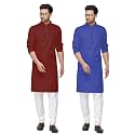 Fort Worth Cotton Blend Traditional Men's Kurta Pajama Set - Pack of 2, Ethnic Indian Wear