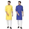 Fort Worth Cotton Blend Traditional Men's Kurta Pajama Set - Pack of 2, Ethnic Indian Wear
