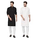 Fort Worth Cotton Blend Traditional Men's Kurta Pajama Set - Pack of 2, Ethnic Indian Wear