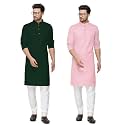 Fort Worth Cotton Blend Traditional Men's Kurta Pajama Set - Pack of 2, Ethnic Indian Wear