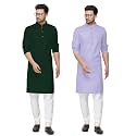 Fort Worth Cotton Blend Traditional Men's Kurta Pajama Set - Pack of 2, Ethnic Indian Wear
