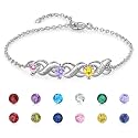 Fortheday Personalized Mother Bracelets with Birthstones Custom Engraved Name Birthstone Bracelets for Mom Women Customized Bracelet Gifts for Christmas Mothes Day Birthday