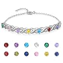 Fortheday Personalized Mother Bracelets with Birthstones Custom Engraved Name Birthstone Bracelets for Mom Women Customized Bracelet Gifts for Christmas Mothes Day Birthday