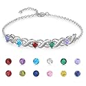 Fortheday Personalized Mother Bracelets with Birthstones Custom Engraved Name Birthstone Bracelets for Mom Women Customized Bracelet Gifts for Christmas Mothes Day Birthday