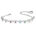 Fortheday Personalized Mother Bracelets with Birthstones Custom Engraved Name Birthstone Bracelets for Mom Women Customized Bracelet Gifts for Christmas Mothes Day Birthday
