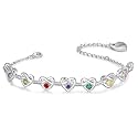 Fortheday Personalized Mother Bracelets with Birthstones Custom Engraved Name Birthstone Bracelets for Mom Women Customized Bracelet Gifts for Christmas Mothes Day Birthday
