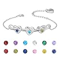 Fortheday Personalized Mother Bracelets with Birthstones Custom Engraved Name Birthstone Bracelets for Mom Women Customized Bracelet Gifts for Christmas Mothes Day Birthday