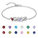 Fortheday Personalized Mother Bracelets with Birthstones Custom Engraved Name Birthstone Bracelets for Mom Women Customized Bracelet Gifts for Christmas Mothes Day Birthday