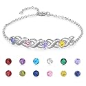 Fortheday Personalized Mother Bracelets with Birthstones Custom Engraved Name Birthstone Bracelets for Mom Women Customized Bracelet Gifts for Christmas Mothes Day Birthday