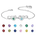 Fortheday Personalized Mother Bracelets with Birthstones Custom Engraved Name Birthstone Bracelets for Mom Women Customized Bracelet Gifts for Christmas Mothes Day Birthday