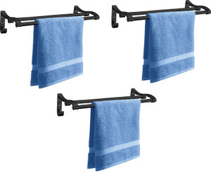 fortune 18 towel rack towel stand towel hanger towel rod for bathroom pack of 3 black towel holder stainless steel