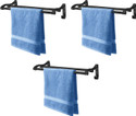 FORTUNE 24'' Towel Rack, Towel Stand, Towel Hanger, Towel Rod for Bathroom (Pack of 3) Black Towel Holder (Stainless Steel)