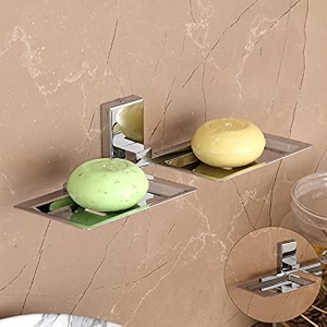fortune 304 grade stainless steel mounted soap case bathroom accessories soap holder soap stand for bathroom washbasin sink- chrome square double soap dish pack of 1
