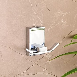 fortune bath double towel hook wall mount 304 stainless steel double robe hook bathroom kitchen hanger loofas sponges scissors holder for wall - bathroom accessories square pack of 2