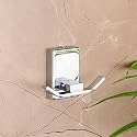 FORTUNE Bath Double Towel Hook, Wall Mount 304 Stainless Steel Double Robe Hook, Bathroom Kitchen Hanger, Loofas, Sponges, Scissors, Holder for Wall - Bathroom Accessories (Square, Pack of 1)