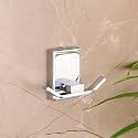 FORTUNE Bath Double Towel Hook, Wall Mount 304 Stainless Steel Double Robe Hook, Bathroom Kitchen Hanger, Loofas, Sponges, Scissors, Holder for Wall - Bathroom Accessories (Square, Pack of 1)