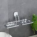 FORTUNE Bathroom Accessories Double Soap Dish Stainless Steel 304 Soap Case | Soap Holder | Soap Stand for Bathroom, Kitchen Sink Wall Mounted | Chrome Finish (Pack of 2)