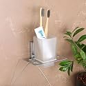 FORTUNE Bathroom Accessories Wall Mounted Stainless Steel 304 Stand with Glass Tumbler Holder for Bathroom Tumbler and Toothbrush Holder | Chrome Finish - (Square, Pack of 3)