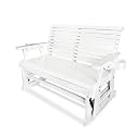 Fortune Candy Patio Glider with Cup Holders, Snow White, 2-Seater