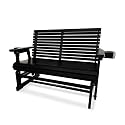 Fortune Candy Patio Glider with Cup Holders, Matte Black, 2-Seater