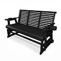 Fortune Candy Patio Glider with Cup Holders, Black, 3-Seater