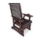 Fortune Candy Wooden Glider Chair, Cup Holders, Chocolate Tone, 1-Seater