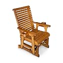 Fortune Candy Wooden Glider Chair with Cup Holders, Warm Brown, 1-Seater