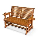 Fortune Candy Wooden Glider with Cup Holders, Brown, 2-Seater