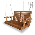 Fortune Candy Wooden Porch Swing, Cedar Tone PU, 4 FT Extra Large