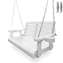 Fortune Candy Wooden Porch Swing, Snow White, 4 FT Extra Large