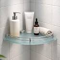 FORTUNE Glass Corner Shelf/Bathroom Shelf/Multipurpose Shelf/Living Room Corner Shelf/Wall Mount Bathroom Shelves (Frosted) (9 x 9 Inch) - (Pack of 1)