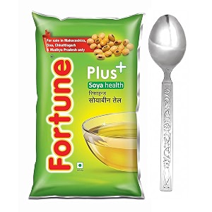 fortune plus soyabean oil 1 liter with stainless steel spoon
