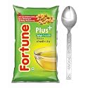 Fortune Plus Soyabean Oil, 1 Liter with Stainless Steel Spoon
