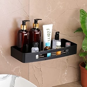 fortune premium 304 grade stainless steel wall mount multi-functional storage shelf  12 x 5 inch black finish