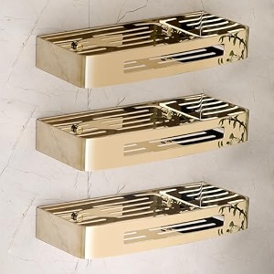 fortune premium 304 grade stainless steel wall mount multi-functional storage shelf  12 x 5 inch black finish