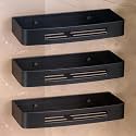 FORTUNE Premium 304 Grade Stainless Steel Wall Mount Shelf, Multi-Functional Storage Shelf/Kitchen Shelve/Rack, Basket Bathroom Accessories Homes, Hotels- (12 x 5 Inch) (Black Finish, Pack of 3)