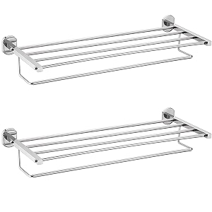 fortune stainless steel 304 grade 24 inch towel rack with towel rod  wall mounted hand towel rail for kitchen and washroom  towel hanger  towel stand  towel holder bathroom accessories pack of 2