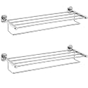 FORTUNE Stainless Steel 304 Grade 24 Inch Towel Rack with Towel Rod | Wall Mounted Hand Towel Rail for Kitchen and Washroom | Towel Hanger | Towel Stand | Towel Holder Bathroom Accessories (Pack of 2)