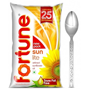 fortune sunlite refined sunflower oil 1 liter with stainless steel spoon