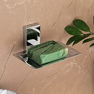 fortune wall mounted 304 grade stainless steel soap dish  soap case  soap holder  soap stand for bathroom kitchen sink  bathroom accessories chrome finish pack of 3