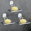 FORTUNE Wall Mounted 304 Grade Stainless Steel Soap Dish | Soap Case | Soap Holder | Soap Stand for Bathroom, Kitchen Sink | Chrome Finish Bathroom Accessories- Pack of 3