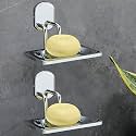 FORTUNE Wall Mounted 304 Grade Stainless Steel Soap Dish | Soap Case | Soap Holder | Soap Stand for Bathroom, Kitchen Sink | Chrome Finish Bathroom Accessories- Pack of 2