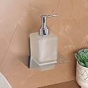 FORTUNE Wall Mounted 304 Stainless Steel Stand &amp; Glass Liquid Soap Bottle Storage Holder| Lotion| Shampoo| Sanitizer| Conditioner Dispenser for washbasin, Bathroom Accessories Square (Pack of 1)