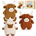 Fortuning's JDS Crochet Kit for Beginners - Crochet Highland Cow Beginner Crochet Kit for Adults, Complete Scottish Cow Crochet Animal Kits, Easy Crocheting Knitting Starter Kits Gifts