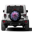 Chrome Pink and Purple Flower Spare Tire Cover with Backup Camera Hole Wheel Tire Cover Fit Trailer, RV, SUV and Many Vehicle 17inch
