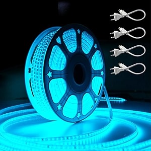 forus 40 meter led rope strip light  waterproof outdoor flexible decorative lighting  led neon rope light for diwali christmas balcony ceiling amp home decor ice blue 1pc with 4 connectors