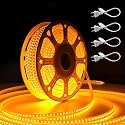 Forus 40 Meter LED Rope Strip Light | Waterproof Outdoor Flexible Decorative Lighting | LED Neon Rope Light for Diwali, Christmas, Balcony, Ceiling &amp; Home Decor, Amber 1Pc with 4 Connectors