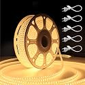 Forus 50 Meter LED Rope Strip Light | Waterproof Outdoor Flexible Decorative Lighting | LED Neon Rope Light for Diwali, Christmas, Balcony, Ceiling &amp; Home Decor, Yellow 1Pc with 5 Connectors